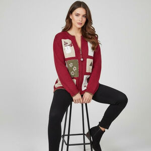 Vintage Croft & Barrow Medium Zip Up Rami Ugly Christmas Cardigan Sweater